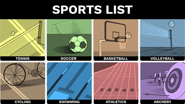 Infográfico lista esportes | Templates Genially